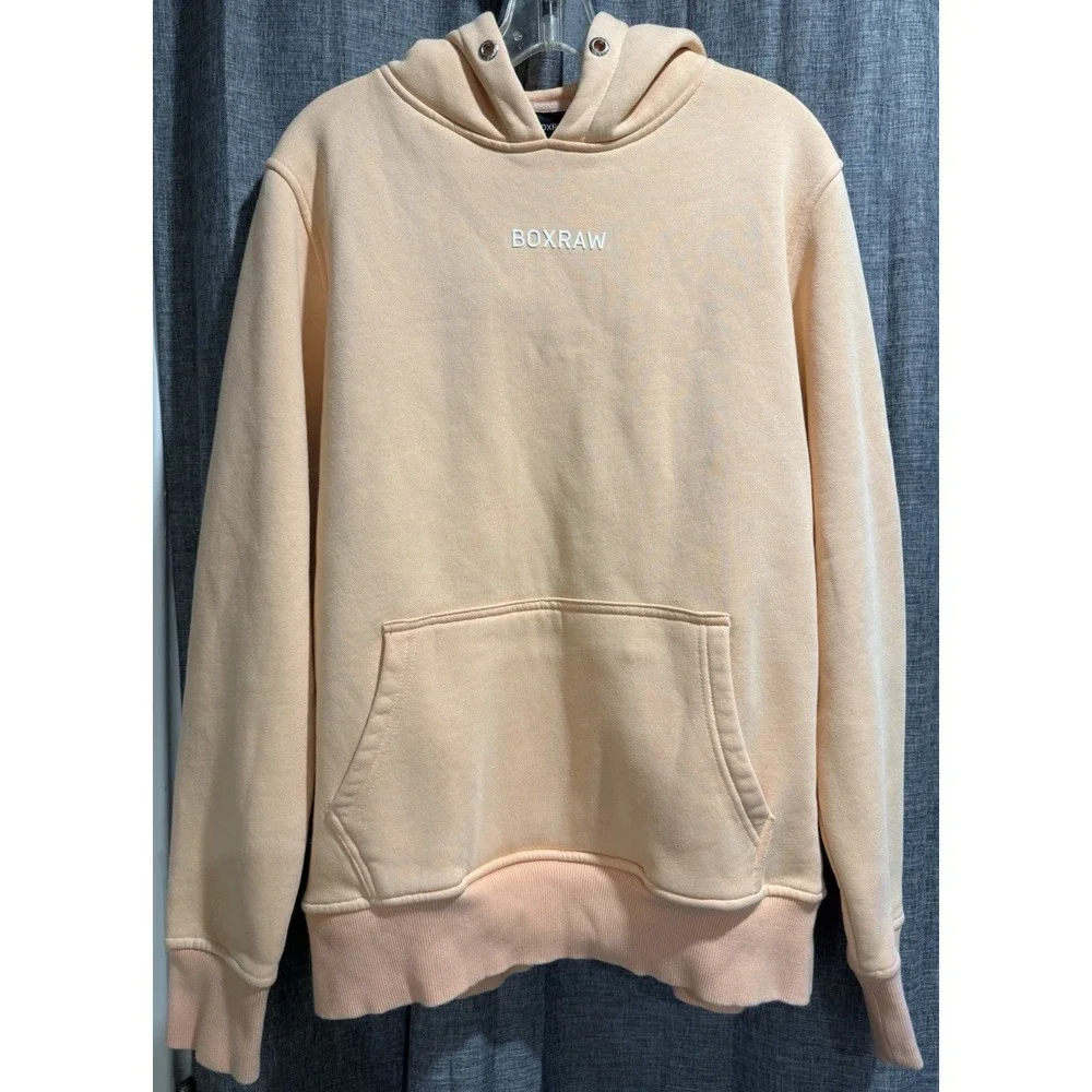 BOXRAW Women's Size Medium Peach Hoodie Sweatshirt Heavyweight Peach EUC